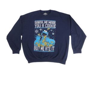 SESAME‎ STREET Cookie Monster Santa crew neck sweatshirt unisex XXL